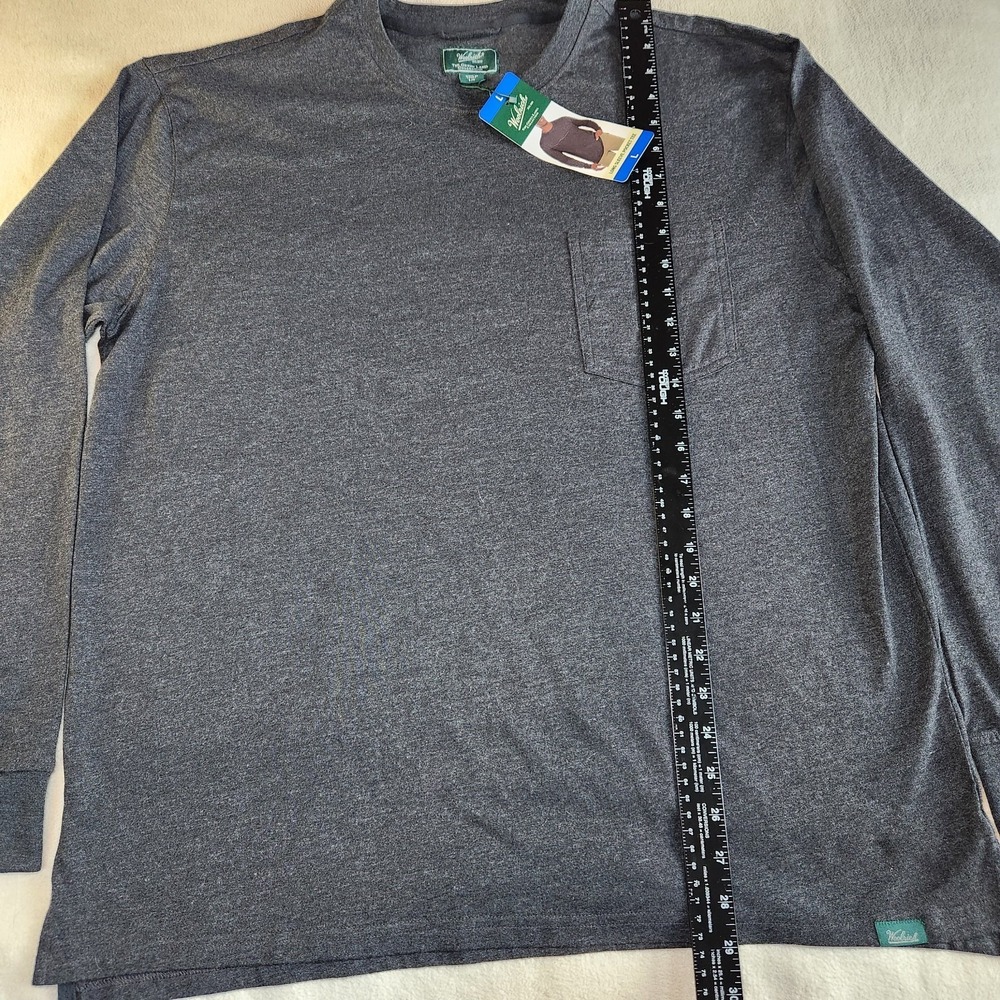 WOOLRICH Long Sleeve Crew Neck T Shirt Mens Large Gray Pocket Tee NEW - Picture 7 of 7